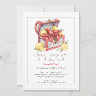 Invitation Crayfish & Lemon Treasure Chest Birthday