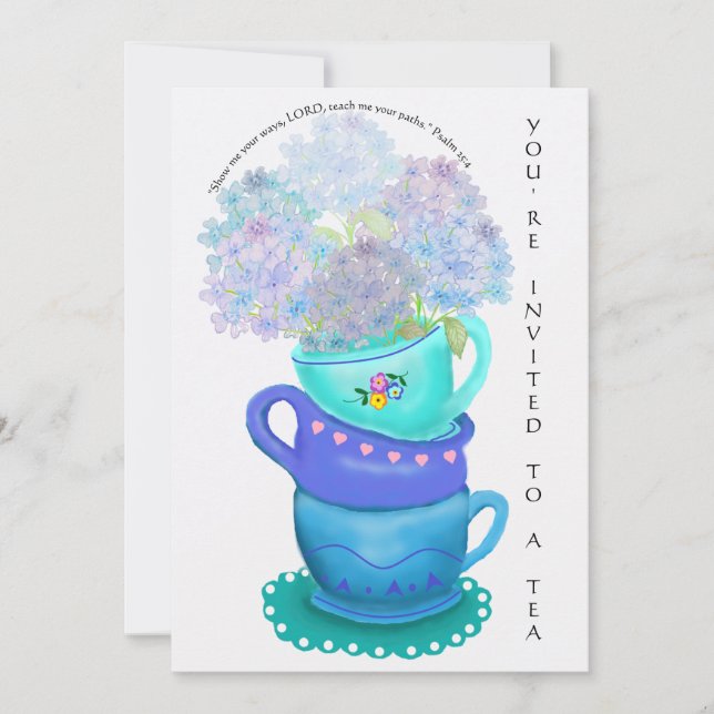 Invitation Crayon Chic Couleur Hydrangea Teups Floral (Devant)