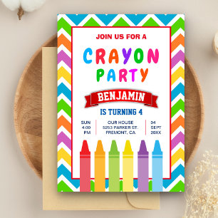 Invitation Crayons colorés pour enfants fête d'anniversaire