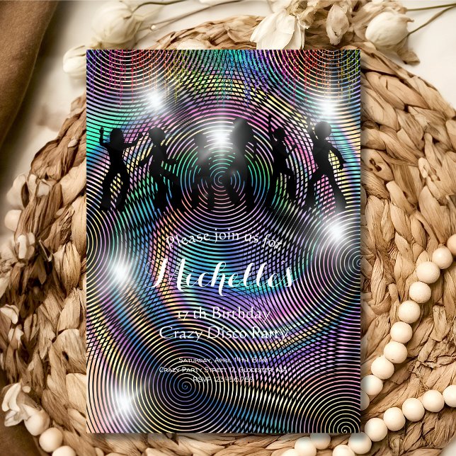 Invitation Crazy disco anniversaire psychédélique (Créateur téléchargé)