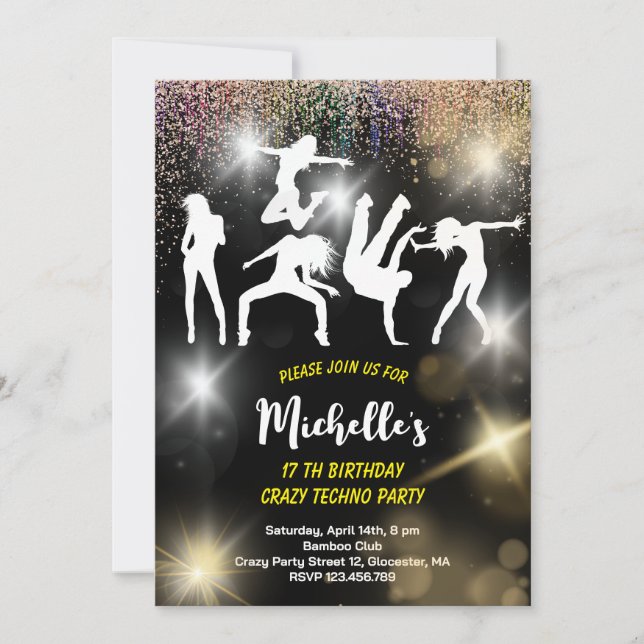 Invitation Crazy disco techno anniversaire psychédélique (Devant)