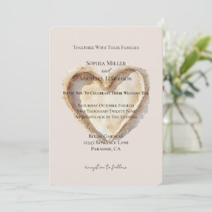 Invitation Cream Beach Heart Dans Le Mariage De Sable
