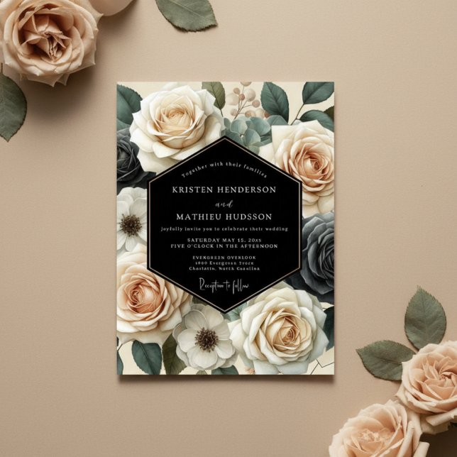 Invitation Cream Floral Romance Wedding (Créateur téléchargé)