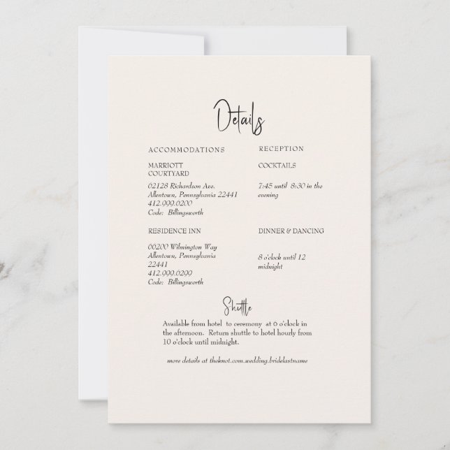 Invitation Cream Greenery Mariage détails (Devant)