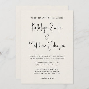 Invitation Cream QR Code Tout en un Mariage moderne chic