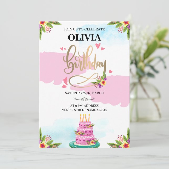 Invitation Create your own custom birthday (Debout devant)