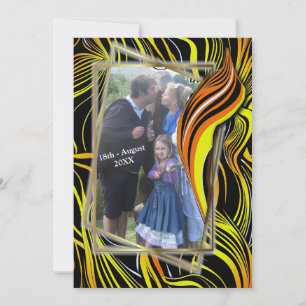 Invitation Créatifs Noirs, Orange & Blanc Abstraits Sans Cout