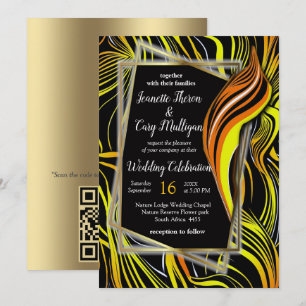 Invitation Creative Black, jaune et orange sans fil abstraits