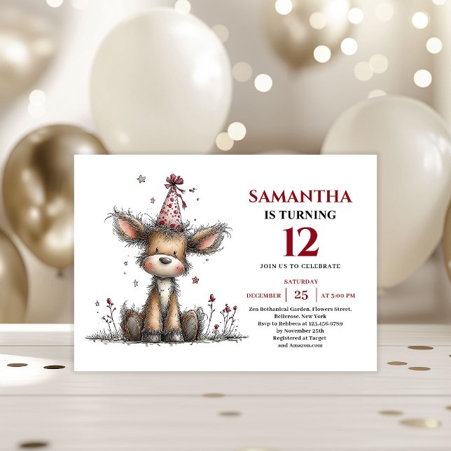 Invitation Creative whimsical animals deer kids birthday  (Creative whimsical animals look kids birthday invitation

)