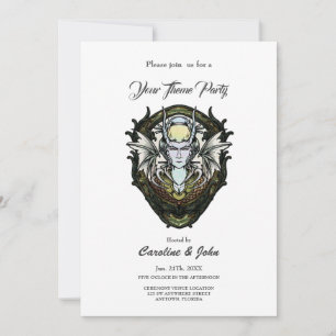 Invitation Créature imaginaire foncé avec ailes.