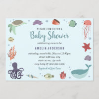 Créatures de mer douce Baby shower bleu corail