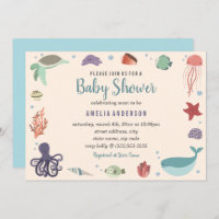 Créatures de mer douce Baby shower de corail bleu