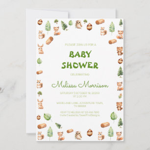 Invitation Créatures forestières Baby shower rustique