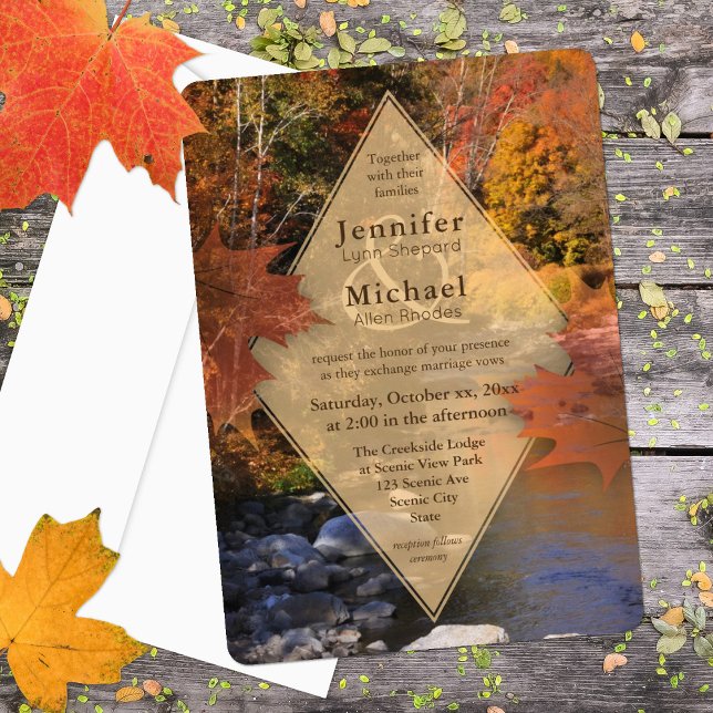 Invitation Creekside woods érable feuille mariage d'automne (Créateur téléchargé)