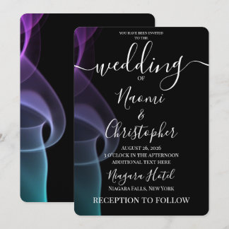 Invitation Créer une coutume mariage noir fumée sarcelle bleu
