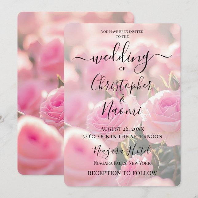 Invitation Créez Vos Propres Roses Prettes Rose Personnalisée (Devant / Derrière)