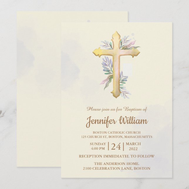 Invitation Créez votre propre baptême personnalisé (Devant / Derrière)