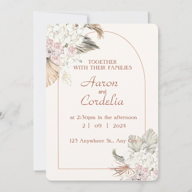 Invitation Créez votre propre boho naturel rustique Mariage F (Devant)