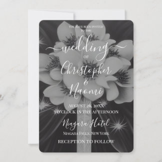 Invitation Créez votre propre Bouquet de mariée B&W Retro Flo