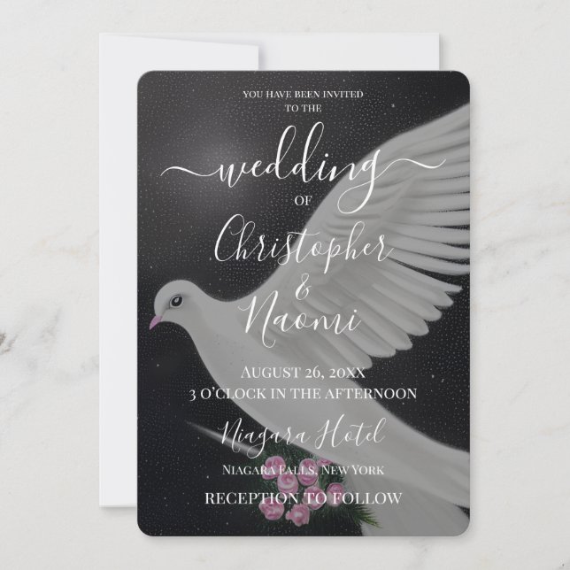 Invitation Créez votre propre colombe Mariage blanche avec de (Devant)