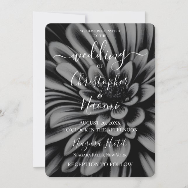 Invitation Créez votre propre Fleur B&W Retro Gracieuse (Devant)