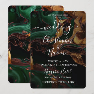 Invitation Créez votre propre marbre doré foncé vert