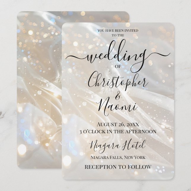 Invitation Créez votre propre Mariage blanc d'ivoire étincela (Devant / Derrière)