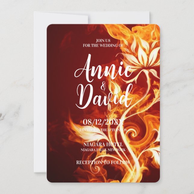 Invitation Créez votre propre Mariage de fleurs de feu (Devant)