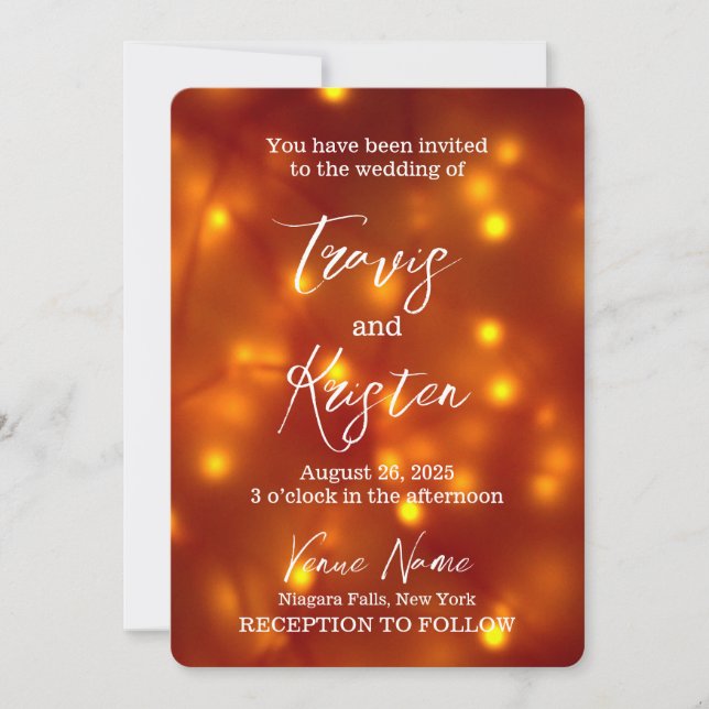 Invitation Créez votre propre Mariage de lumière orange (Devant)