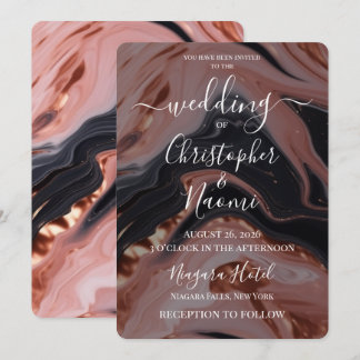 Invitation Créez Votre Propre Mariage De Marbre Noir Et Rose