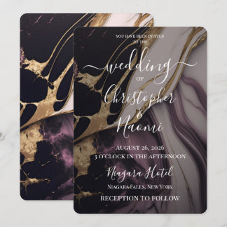 Invitation Créez Votre Propre Mariage De Marbre Violet Et Or