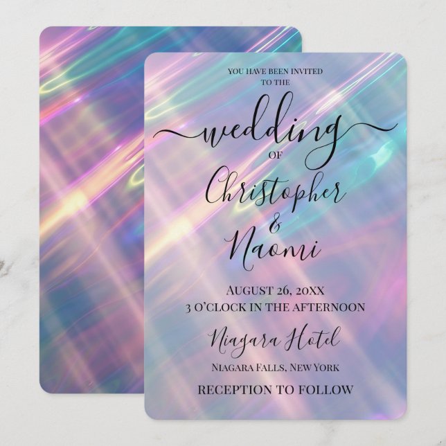 Invitation Créez votre propre Mariage d'eau solaire Iridescen (Devant / Derrière)