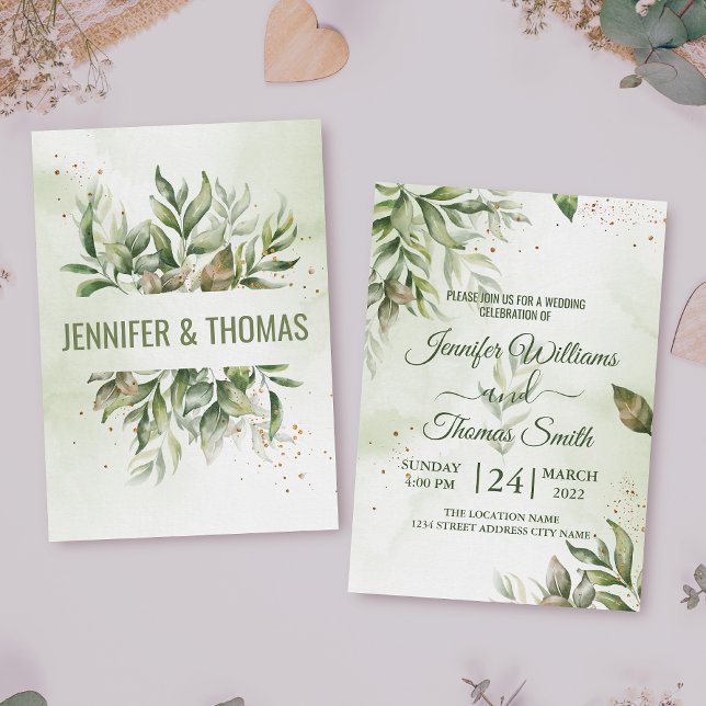 Invitation Créez votre propre mariage Feuille Eucalyptus pers (Créateur téléchargé)