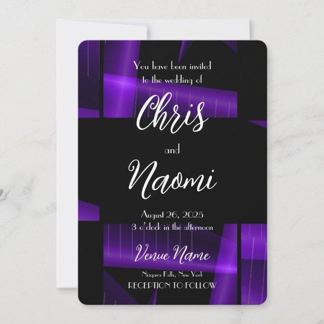 Invitation Créez votre propre Mariage géométrique violet (Devant)
