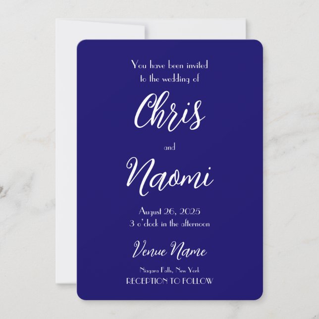Invitation Créez votre propre Mariage Indigo personnalisé (Devant)