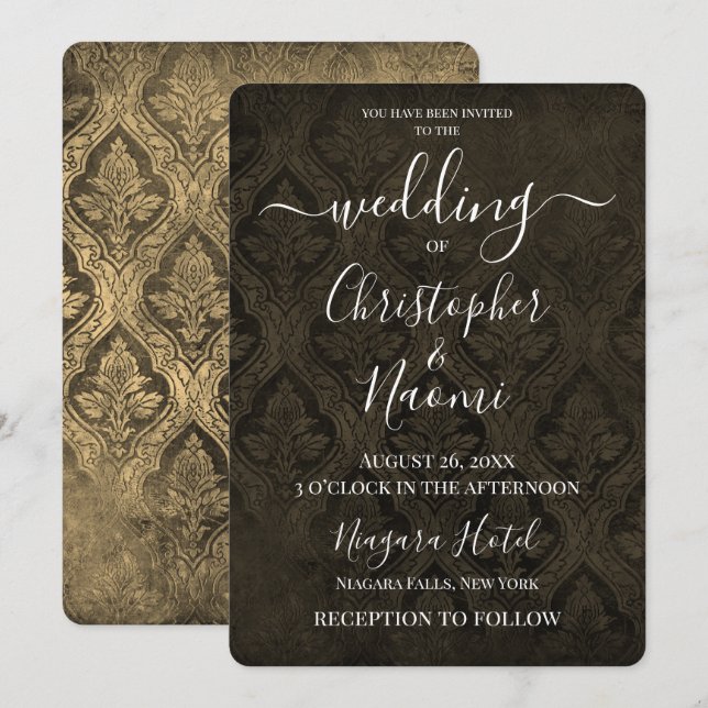Invitation Créez votre propre modèle gothique rustique Damask (Devant / Derrière)