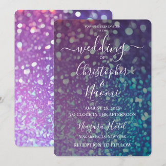Invitation Créez Votre Propre Paillettes Peintes Bleu Violet