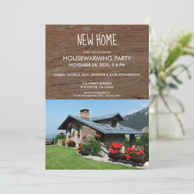 Invitation Créez votre propre rustique Nouvelle maison photo  (Debout devant)
