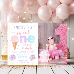 Invitation Crème arc-en-ciel Premier anniversaire