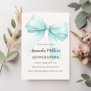 Invitation Crème arc vert turquoise élégant Quinceanera