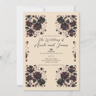 Invitation Crème Beige Vintage Shabby Chic Moody Floral