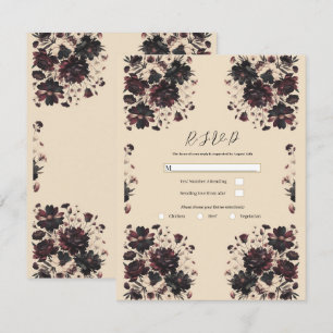 Invitation Crème Beige Vintage Shabby Chic Moody Floral RSVP