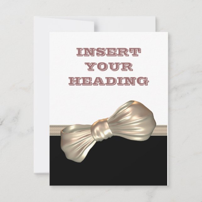 Invitation Crème blanche noire cravate (Devant)