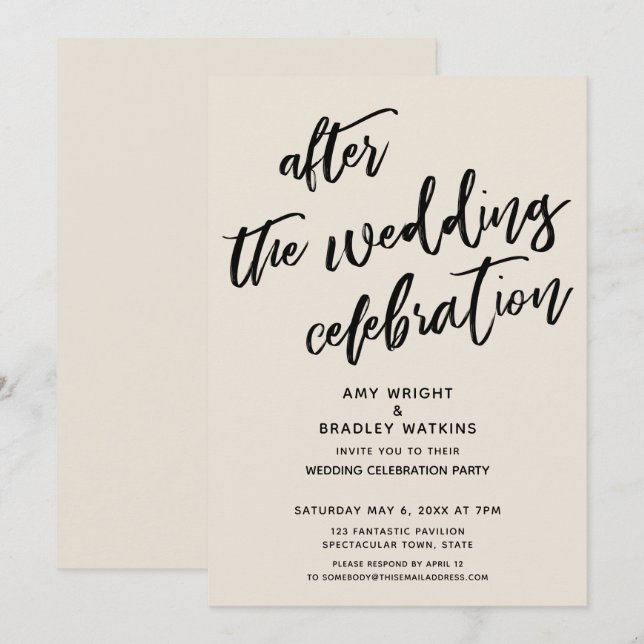 Invitation Crème Casual Après la Célébration de Mariage (Devant / Derrière)