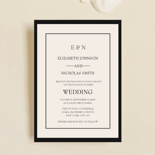 Invitation crème chic élégant mariage classique (Créateur téléchargé)