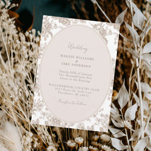 Invitation Crème Chinoiserie Mariage élégant