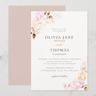 Invitation Crème classique moderne Automne Floral Mariage de 