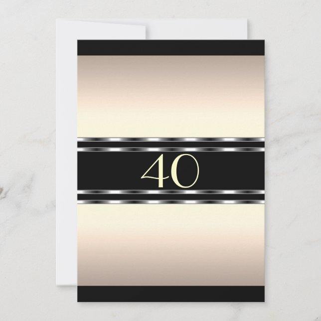 Invitation Crème d'anniversaire Glam avec noir gra (Devant)