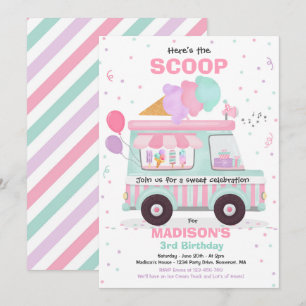Invitation Crème de glace Anniversaire Fête Glace Truck Anniv