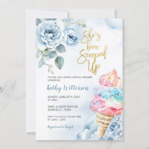 Invitation Crème de glace bleu floral Fête des mariées rachet